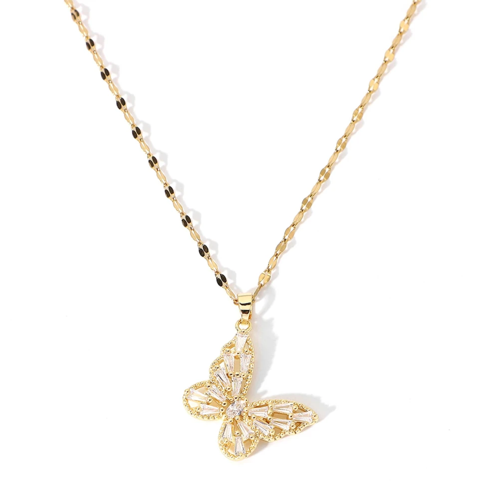 Butterfly Necklace Gold Elegant Exquisite Stainless Steel Butterfly Pendant Necklace