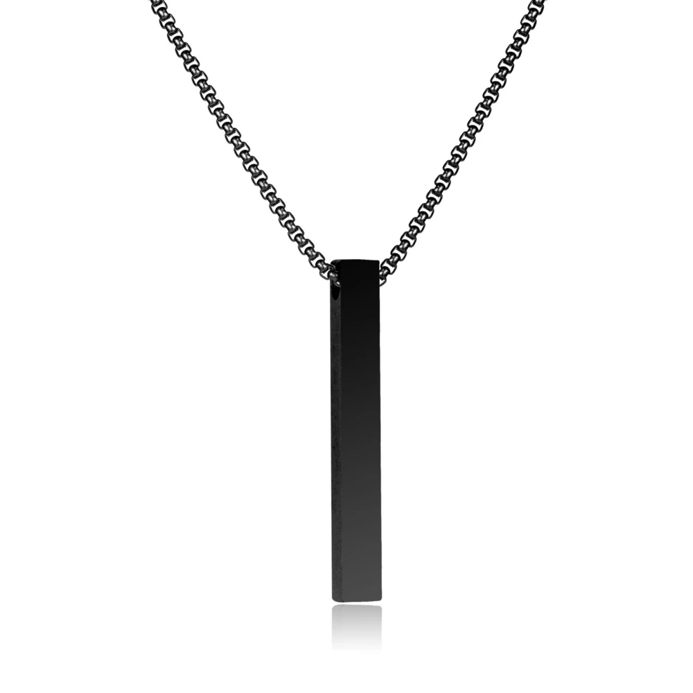 Rectangular Geometric Pole Necklace Electroplating Polishing Zinc Alloy Men Accessories Black