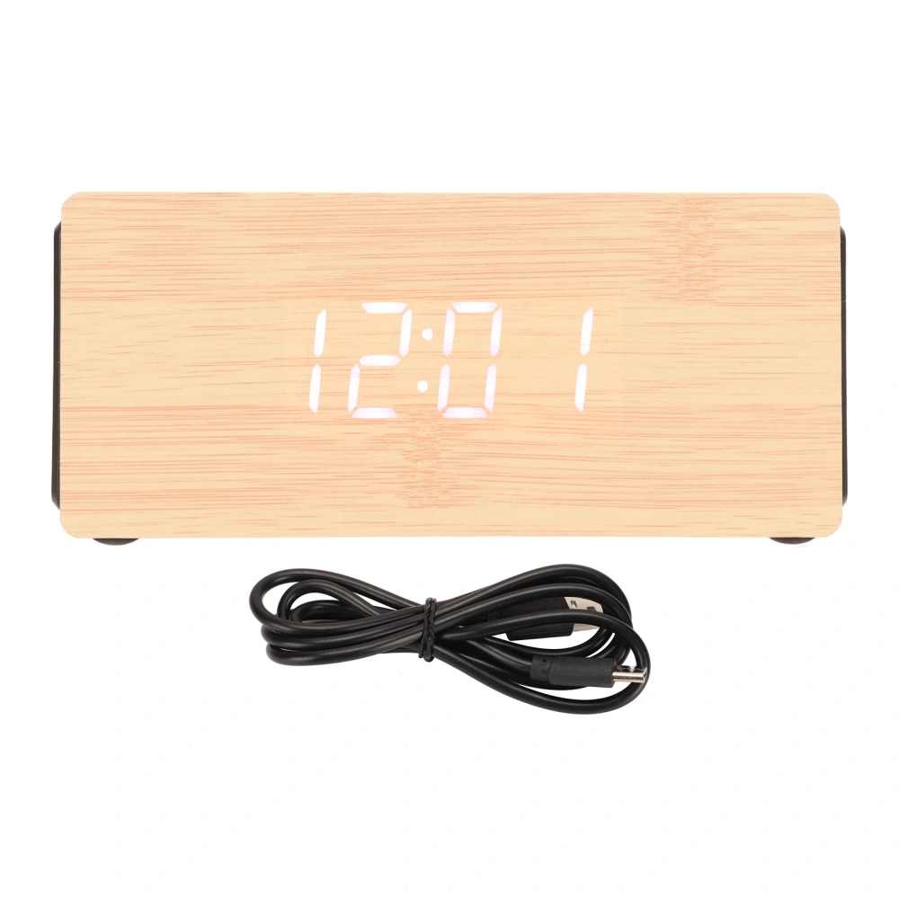 Digital Wooden Alarm Clock LED Smart Bluetooth Speaker 15W Wireless Charging Function Electric Alarm Clock