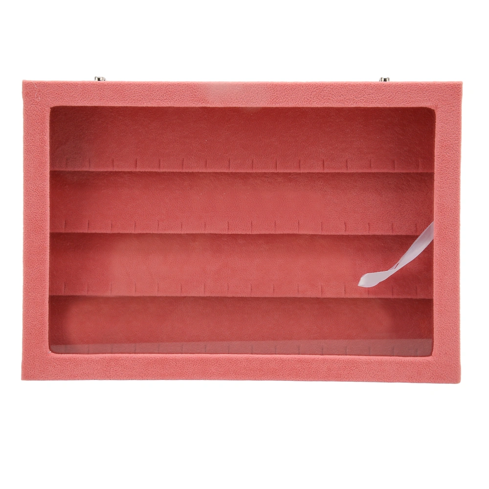 Pin Display Case Pink Large Elegant Solidwood Dustproof Glass Window Coin Display Case for Jewelry Badge Pink