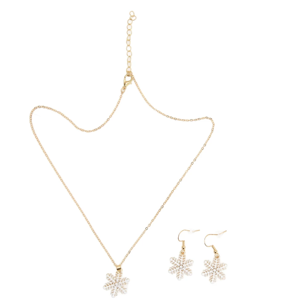 Snowflake Necklace and Earring Set Fashionable Exquisite Alloy Portable Christmas Jewelry Set for Girls