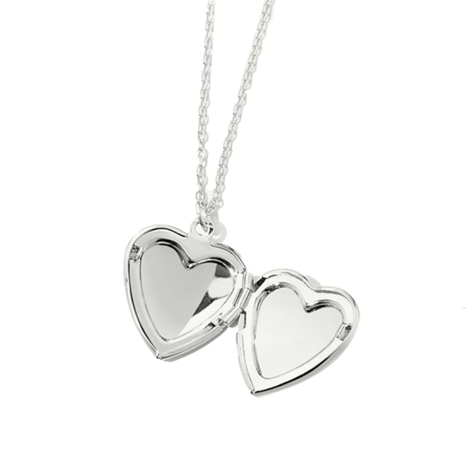 Heart Photo Necklace Silver Stainless Steel Love Frame Picture Pendant Necklace for Anniversary Gift