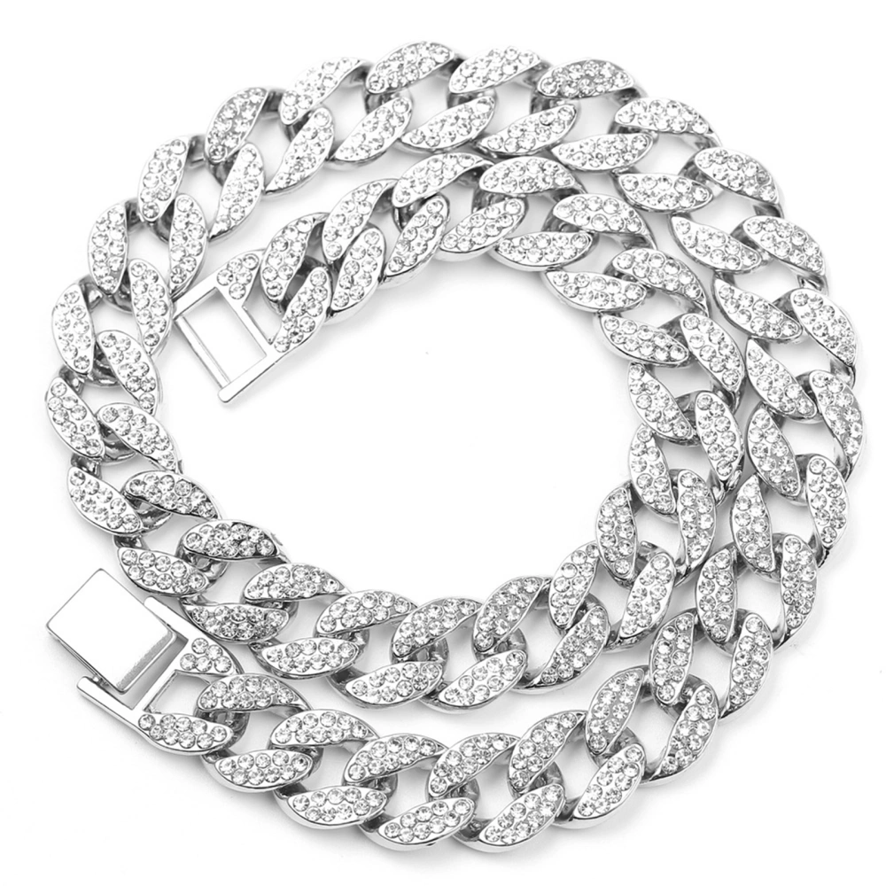 Cuban Link Chain Silver Hiphop Alloy Fashionable Stylish Personality Cuban Link Chain for Men