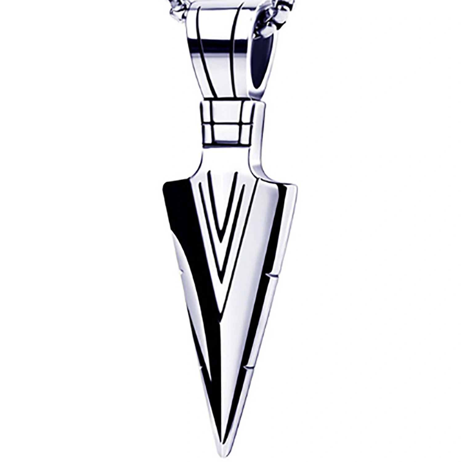 Men Arrowhead Necklace Stainless Steel Vintage Fashionable Polished Finish Unique Pendant Necklace Silver