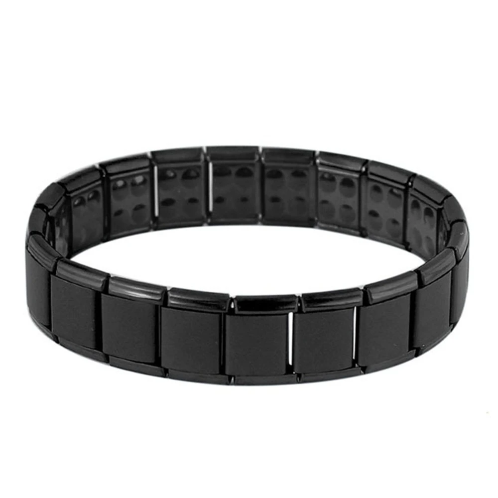 Magnetic Therapy Bracelet Fashionable Double Row Alloy Magnetic Health Bracelet for Reducing Tension Black