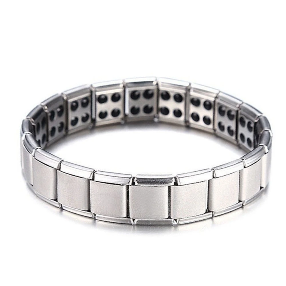 Magnetic Therapy Bracelet Fashionable Double Row Alloy Magnetic Health Bracelet for Reducing Tension Silver