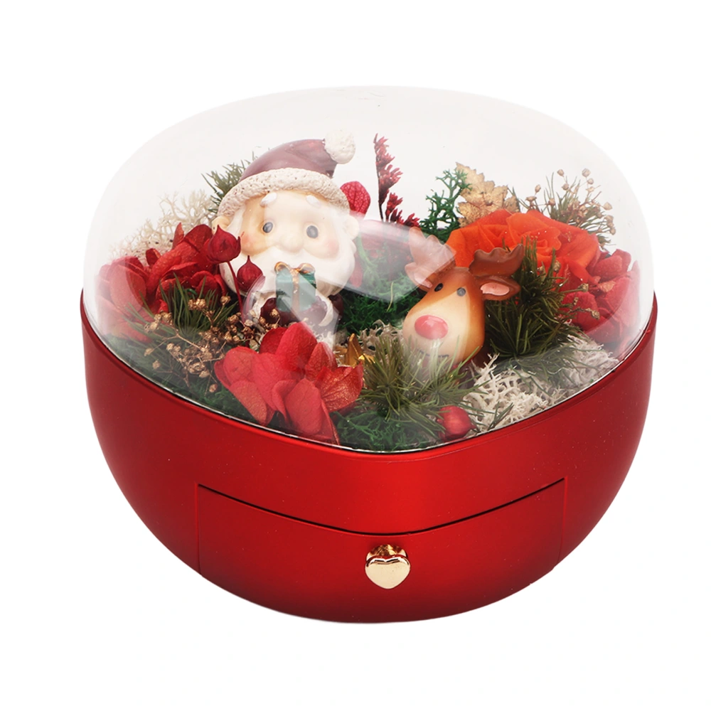 Christmas Flower Jewelry Box Heart Shaped Delicate Jewelry Protection Preserved Flower Heart Box Red