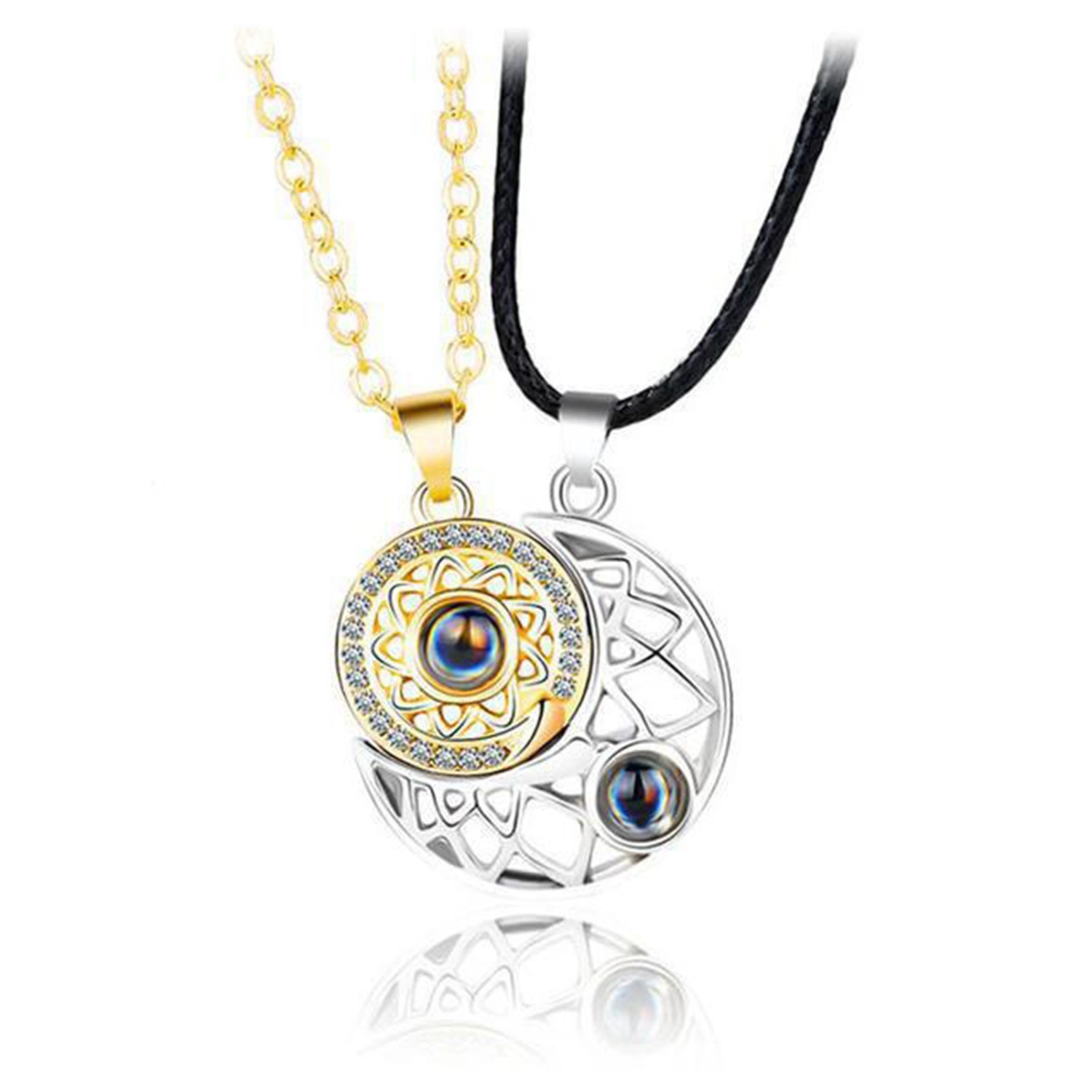 Magnetic Couple Necklace for Him Her Moon Sun Shape Matching Necklace Couple Necklace