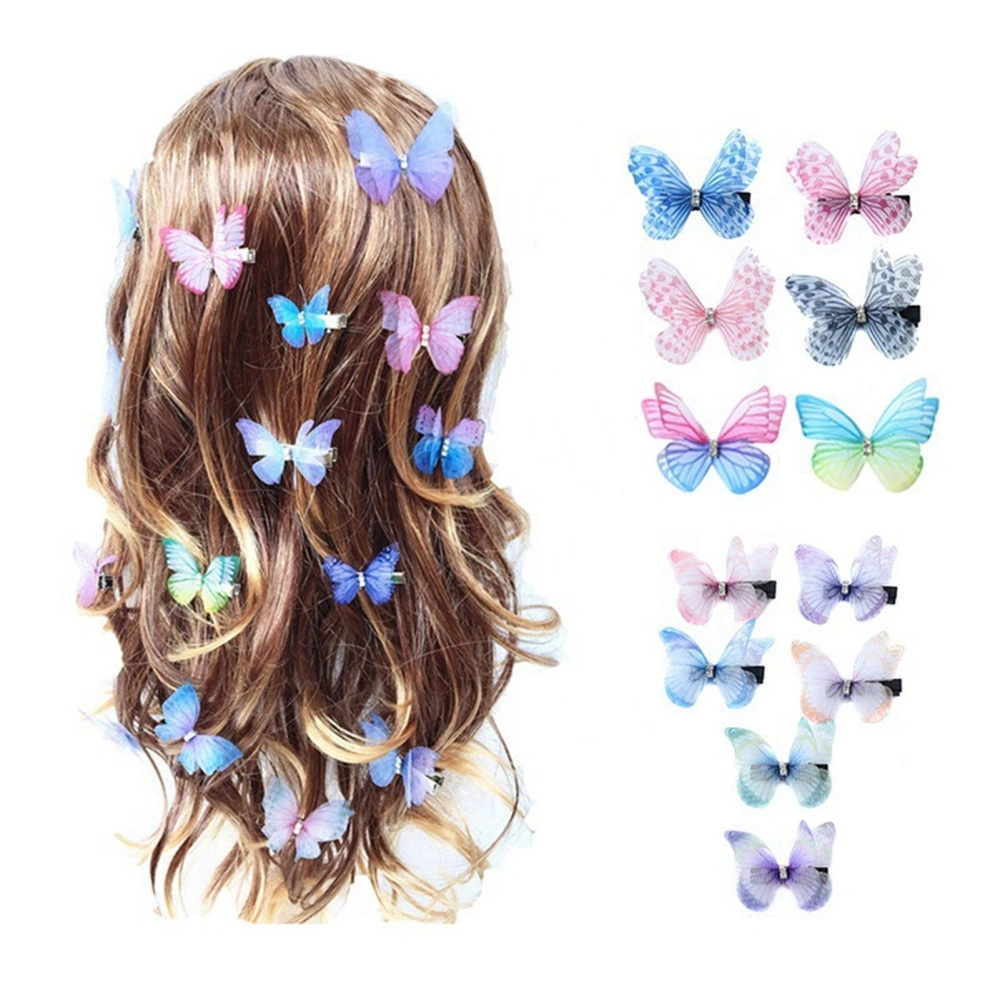 12pcs Butterfly Pin Bow DIY 3D Accessories Butterfly Hair Barrettes for Party Birthday