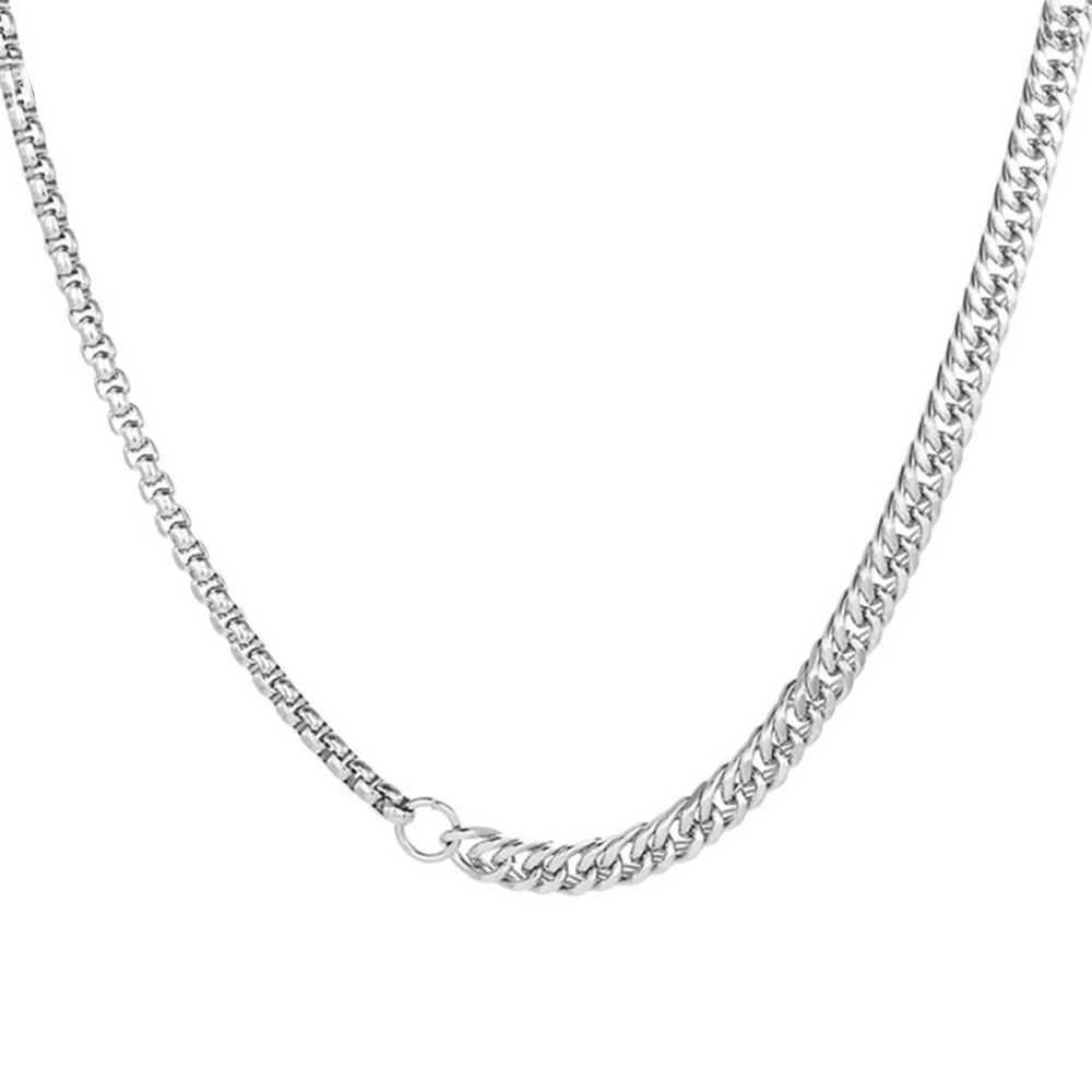 Unisex Necklace Silver Ti Steel Minimalist Fashionable 50cm Clavicle Chain for Teenager