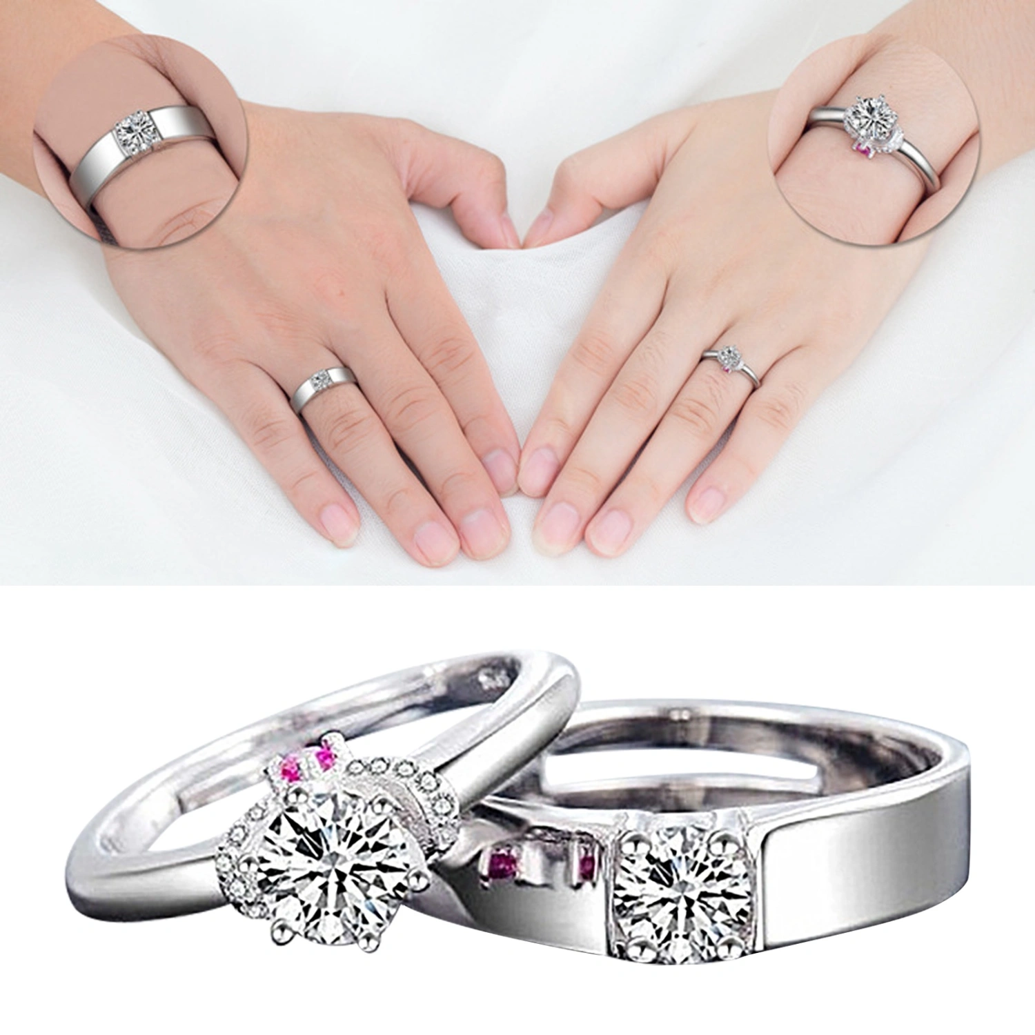 1 Pair Couple Rings Copper Open Men Women Finger Accessory for Proposal Anniversary 1 Pair