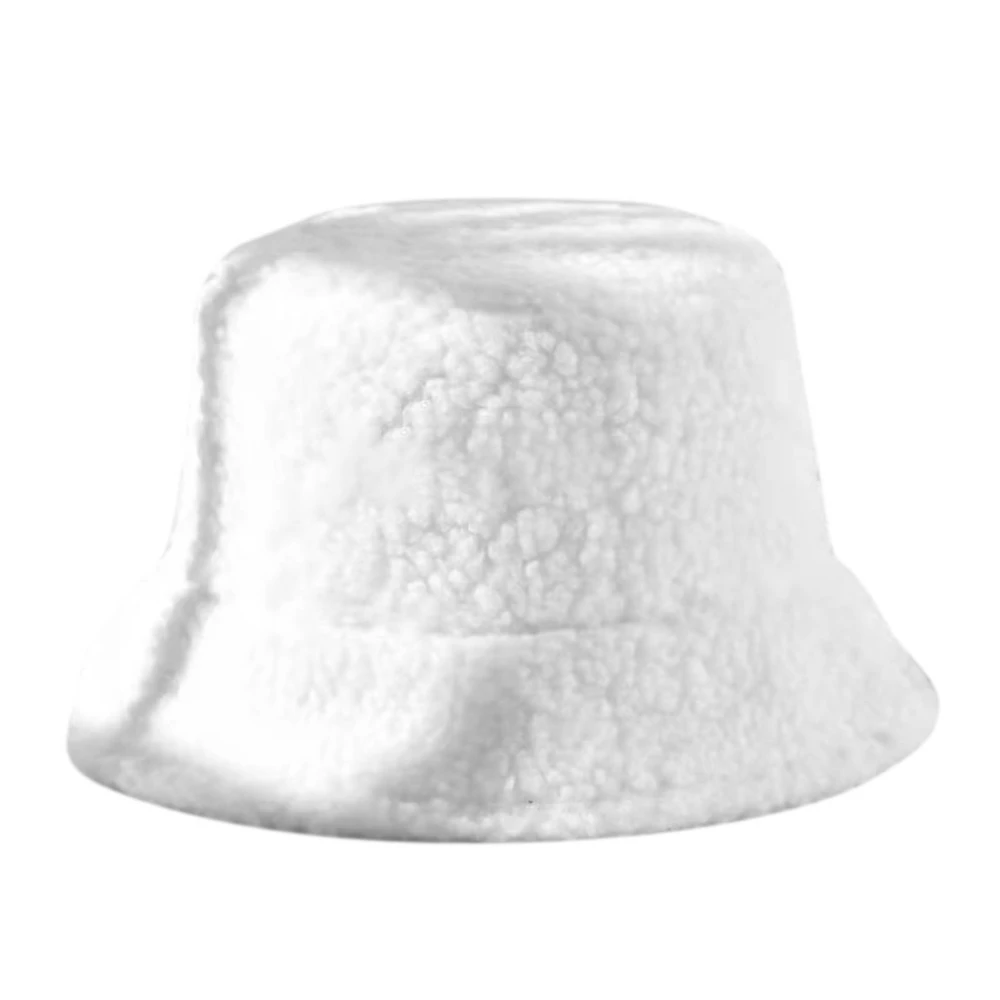 Bucket Hat Thicked Warm Embroidery Patterns Fashion Hat for Winer Autumn Women Girls White