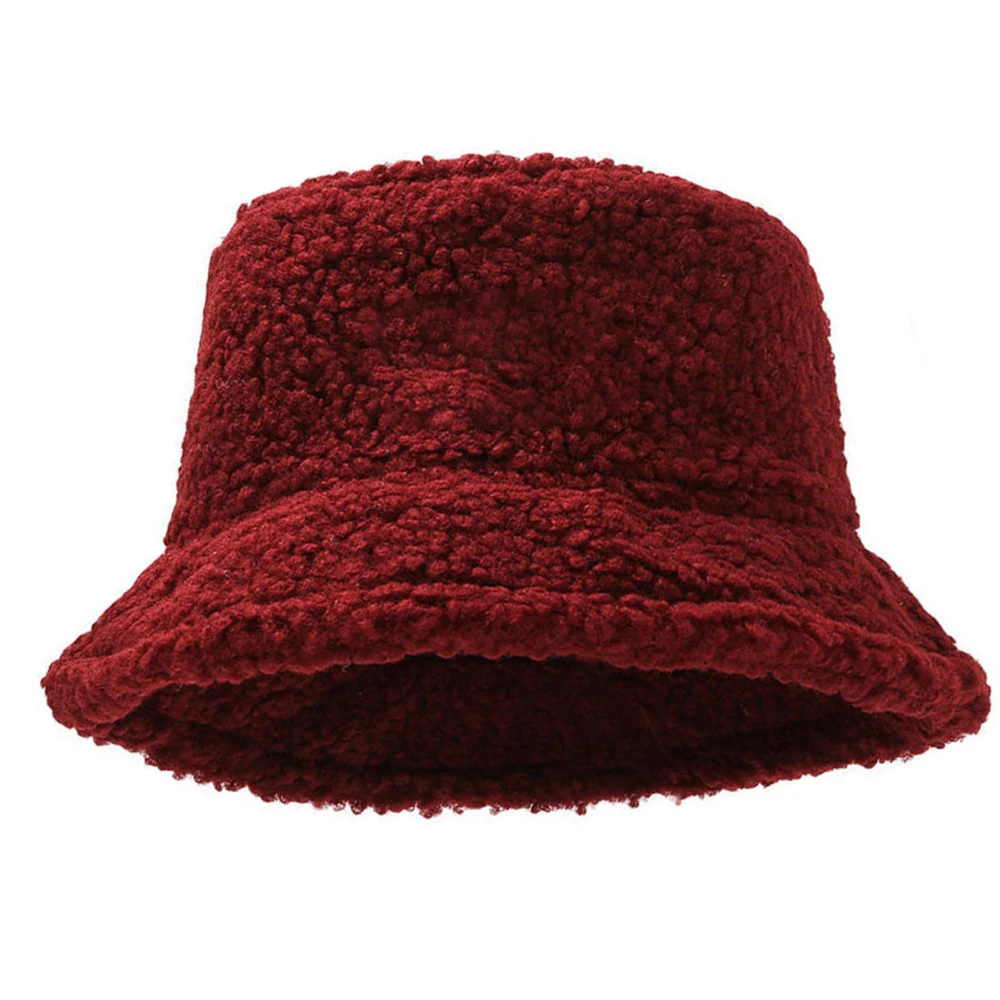 Bucket Hat Thicked Warm Embroidery Patterns Fashion Hat for Winer Autumn Women Girls Red