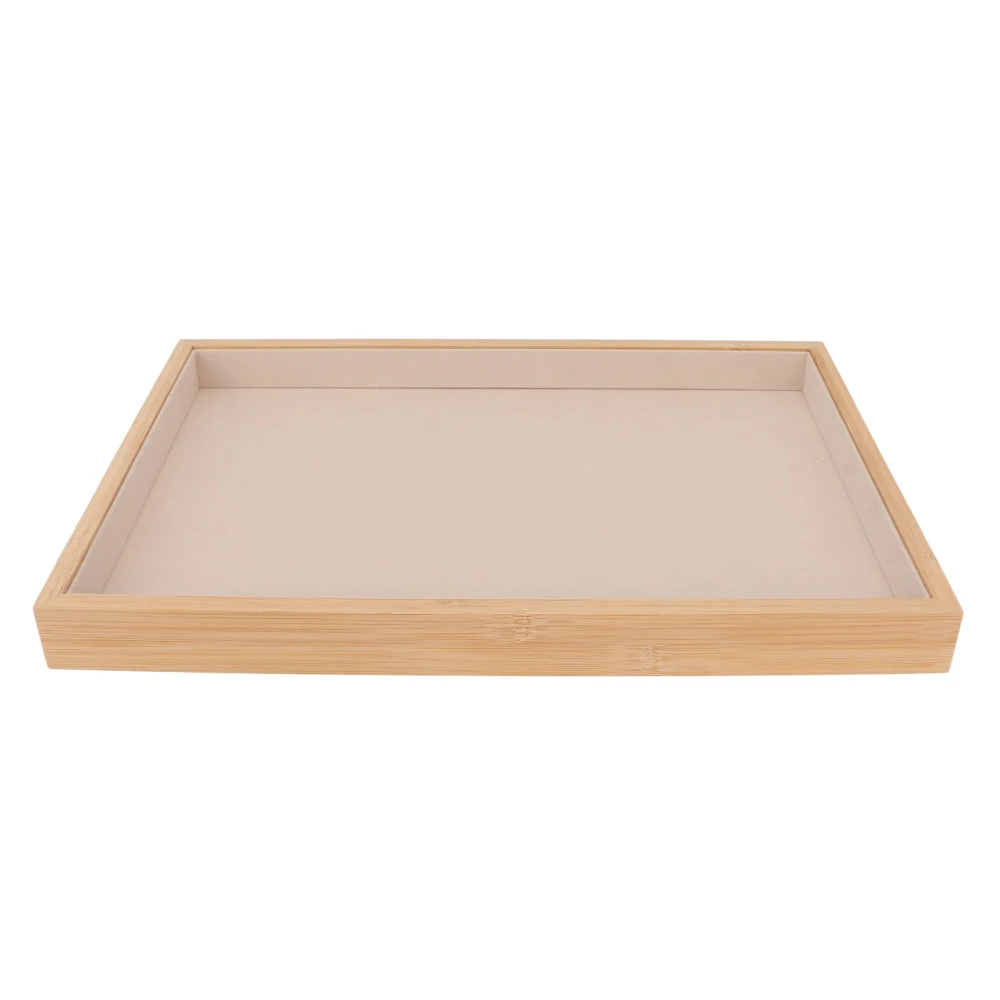 Wood Jewelry Tray Classic Elegant Scratch Resistant Multipurpose Jewelry Display Trays for Earrings Necklaces Bracelets Beige