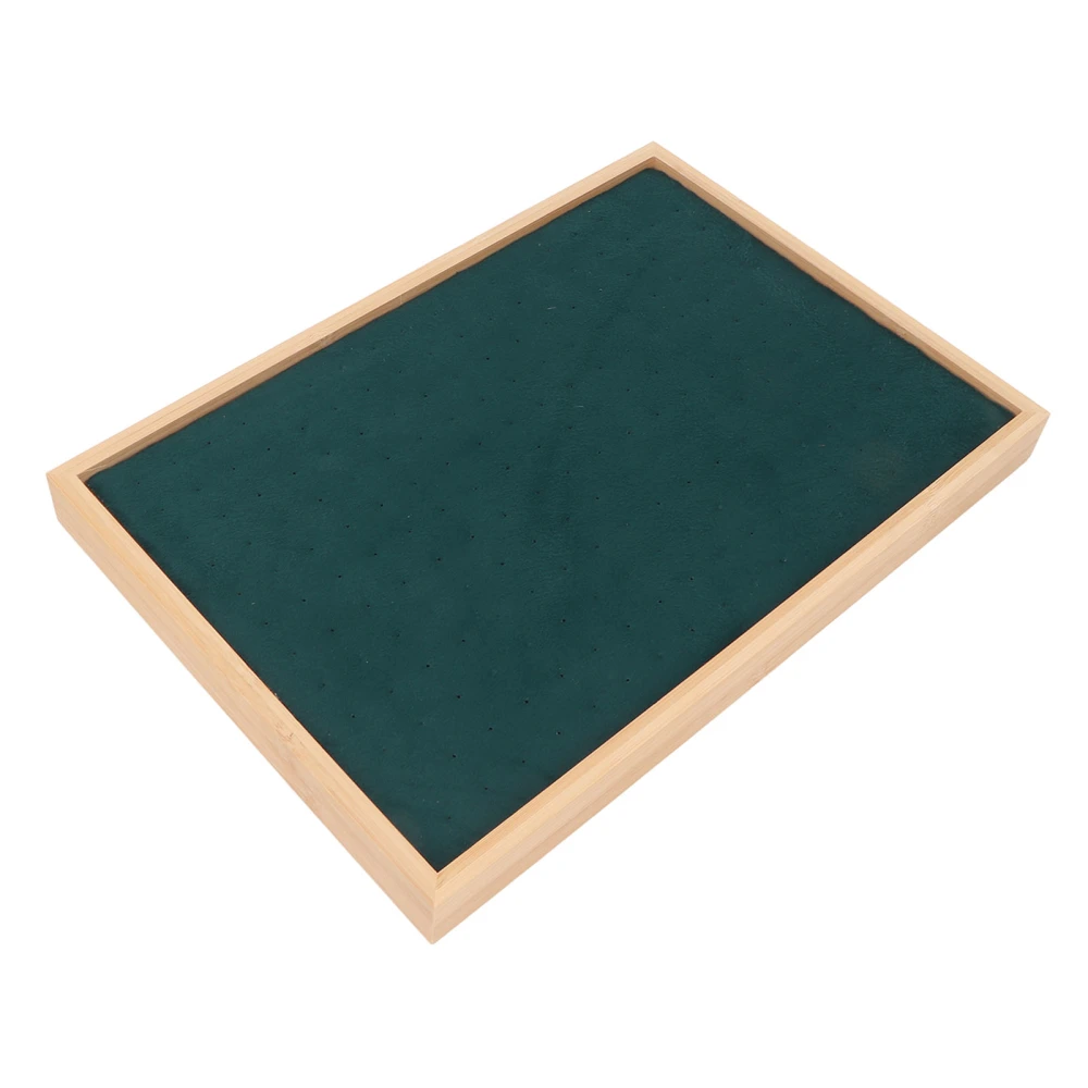 Ear Stud Tray Flannel Wood 216 Holes Lightweight Elegant Luxury Jewelry Storage Case Green