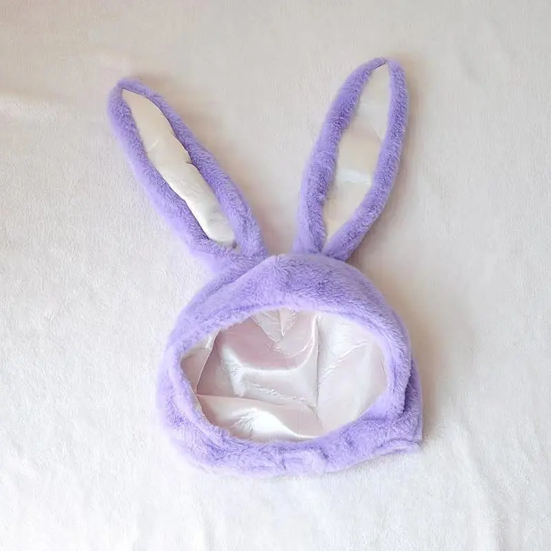 Bunny Hat Warm Plush Ears Cute Decoration Costume Bunny Hat for Women Men Halloween Easter Purple