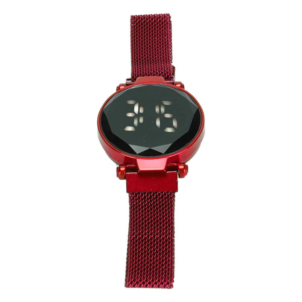 Women LED Watch LED Touch Screen Large Display Durable Alloy Fashion Design Digital LED Watch for Girl Women Adult Red