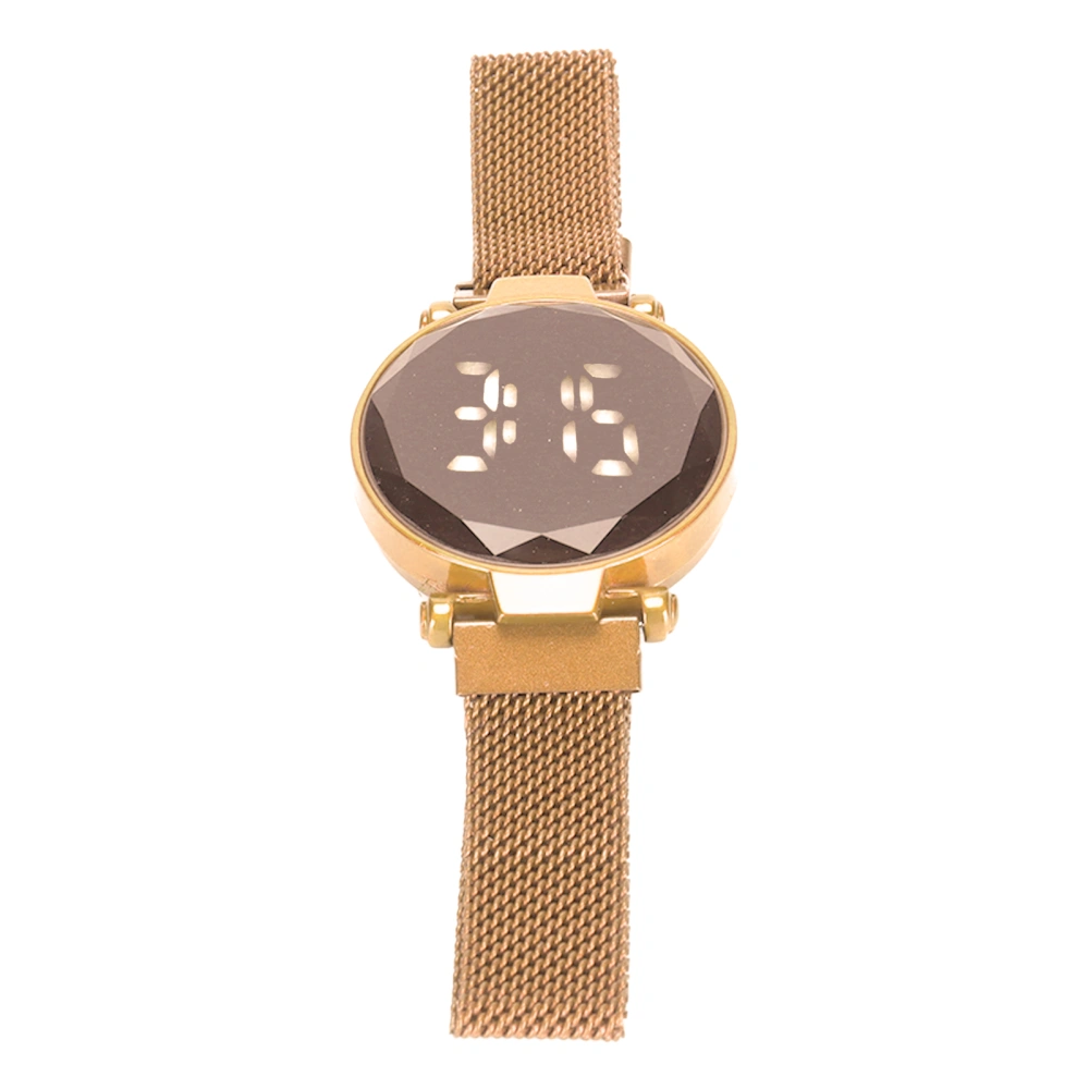 Women LED Watch LED Touch Screen Large Display Durable Alloy Fashion Design Digital LED Watch for Girl Women Adult Rose Gold