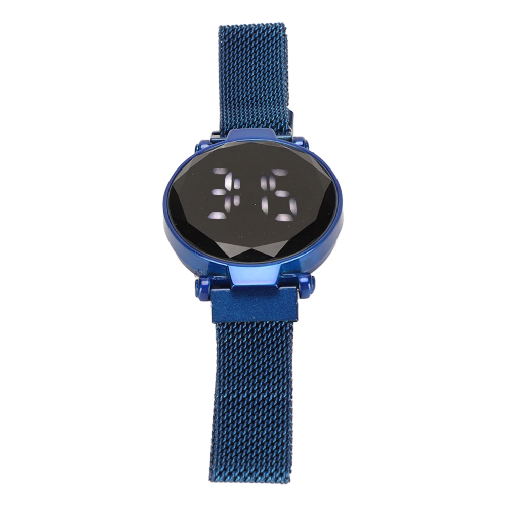 Women LED Watch LED Touch Screen Large Display Durable Alloy Fashion Design Digital LED Watch for Girl Women Adult Blue