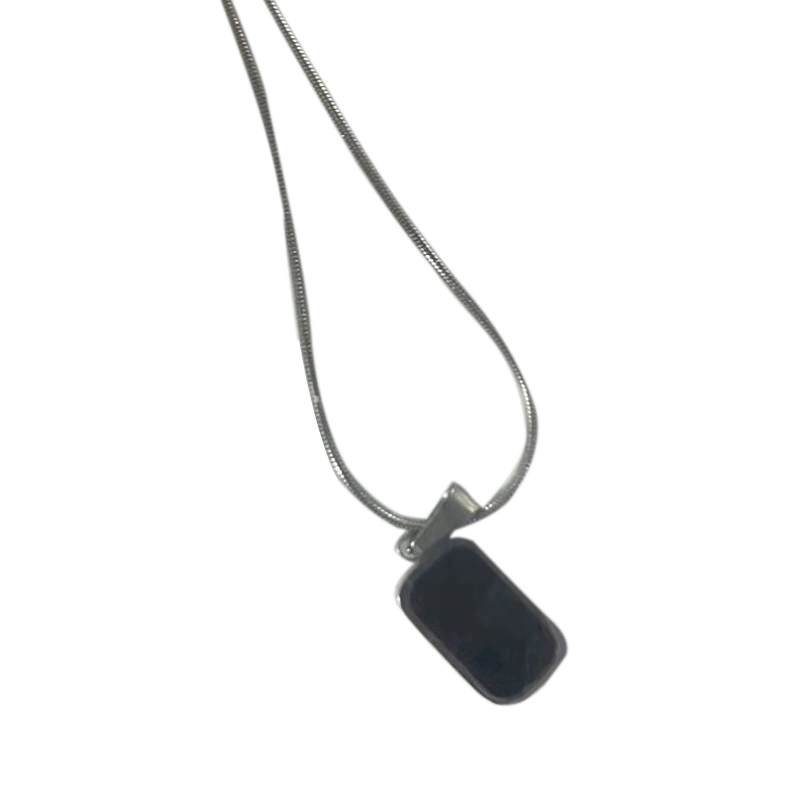 Rectangular Pendant Necklace Exquisite Double Sided Black and White Rectangle Pendant Necklaces for Women Silver