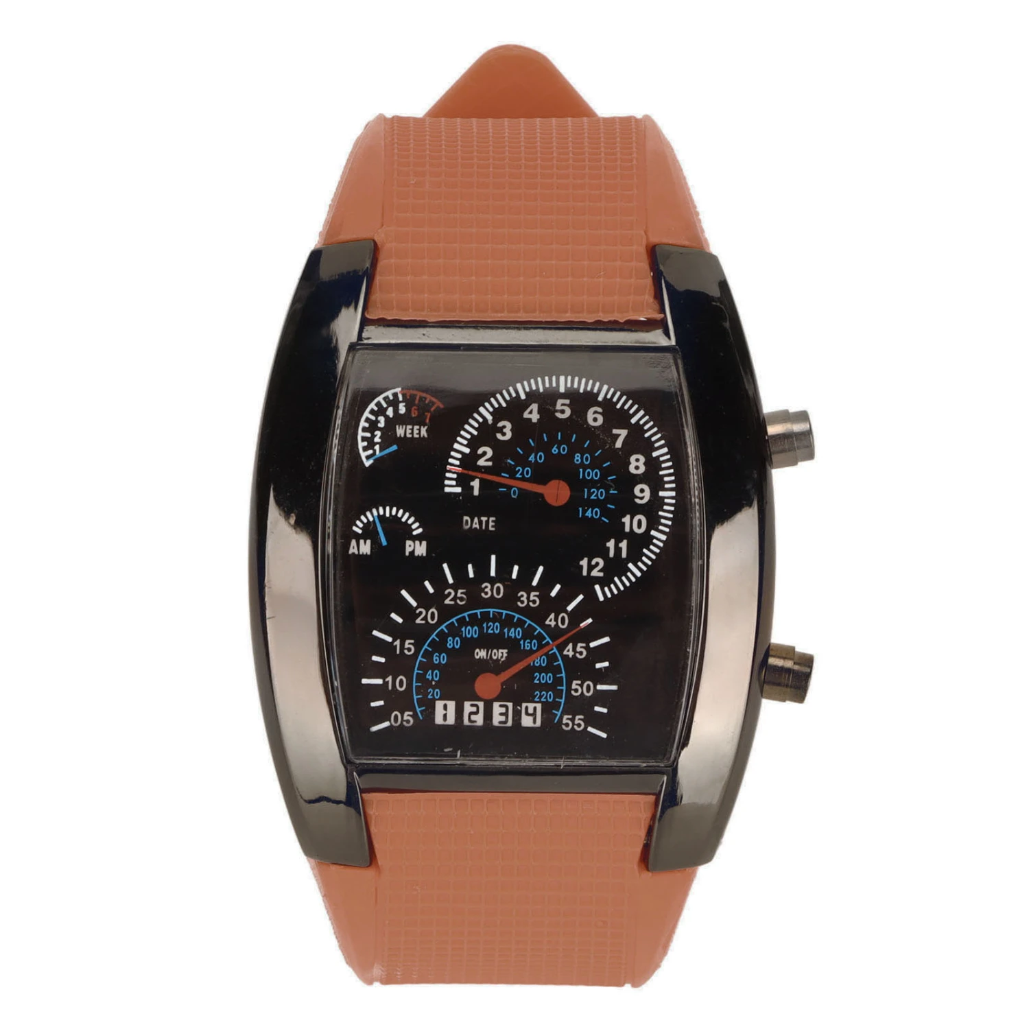 LED Electronic Watch Classic Digital Watches Adjustable Racing Dashboard Wristwatch Coffee Belt