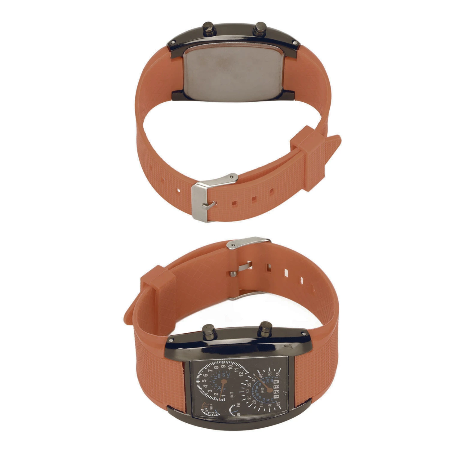 LED Electronic Watch Classic Digital Watches Adjustable Racing Dashboard Wristwatch Coffee Belt
