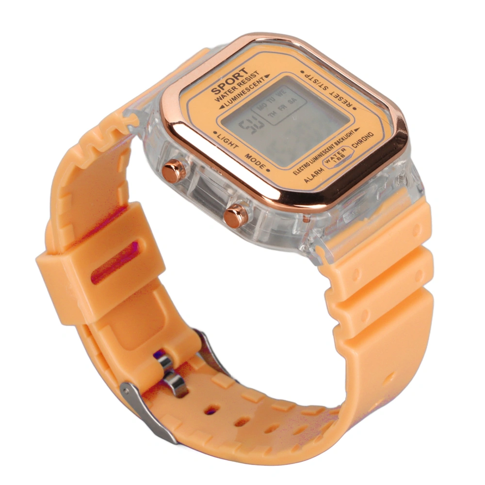 Children Electronic Watch Multifunctional Waterproof 0.5in Thickness Kids Digital Sports Watch Orange