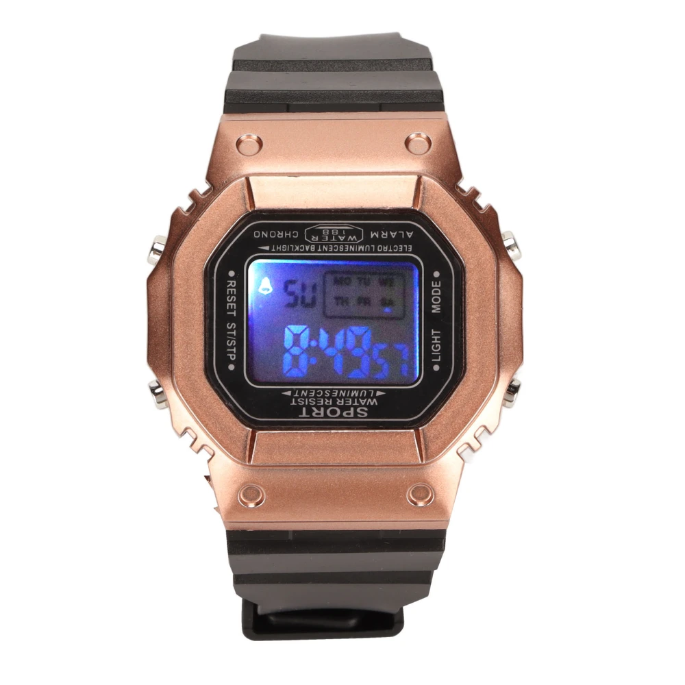 Electronic Watch Waterproof Casual Stylish Digital Sports Watch with Light for Men Women Students Black Rose Gold