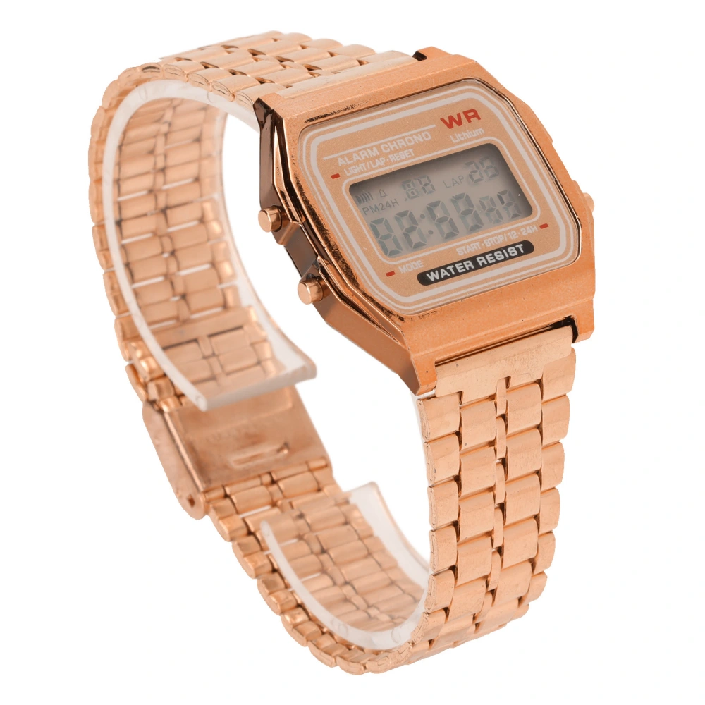 Children Digital Watch Boys Girls Fashionable Elegant Stainless Steel Sports Watch Birthday Gift Rose Gold