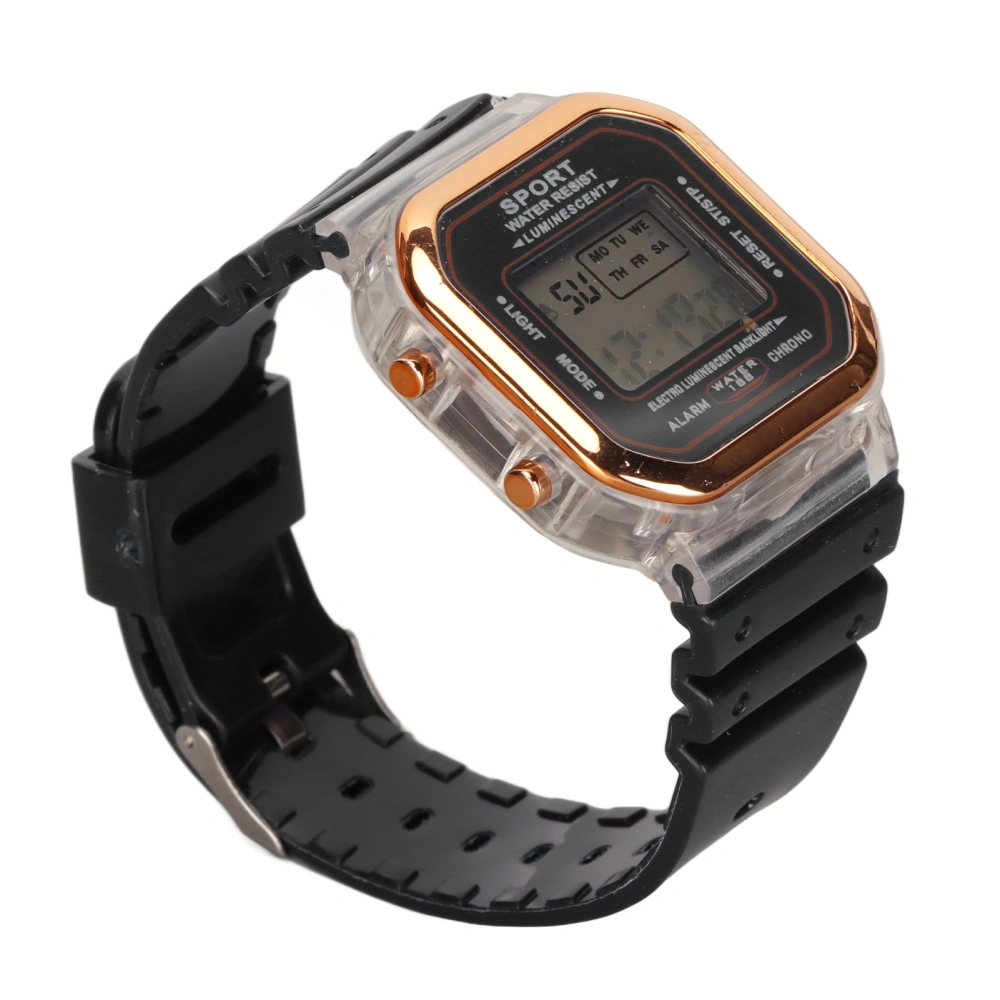 Children Electronic Watch Multifunctional Waterproof 0.5in Thickness Kids Digital Sports Watch Black