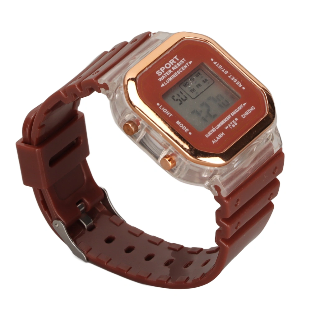 Children Electronic Watch Multifunctional Waterproof 0.5in Thickness Kids Digital Sports Watch Coffee