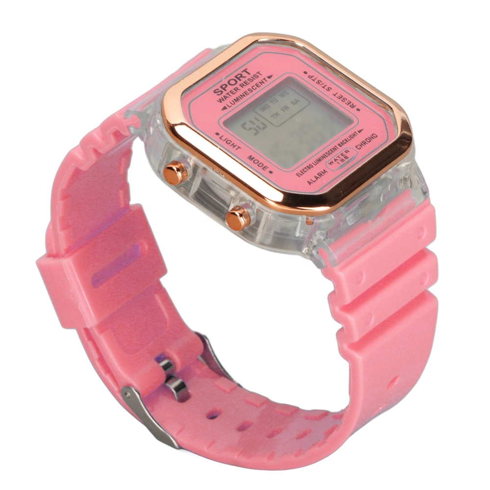 Children Electronic Watch Multifunctional Waterproof 0.5in Thickness Kids Digital Sports Watch Rose Red