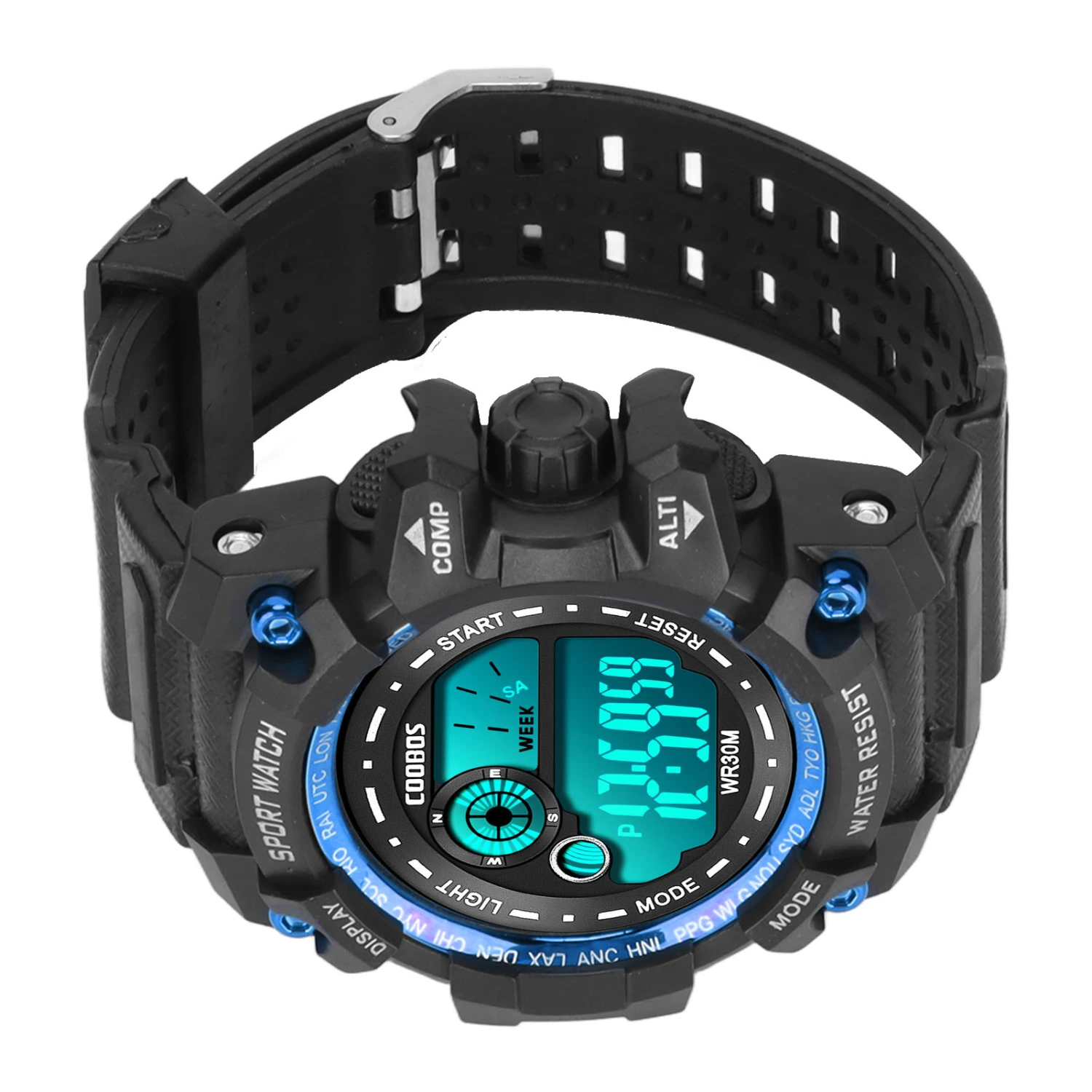 Kids Sports Electronic Watch Multi Functional Waterproof Watches Luminous Digital LED Watch Blue