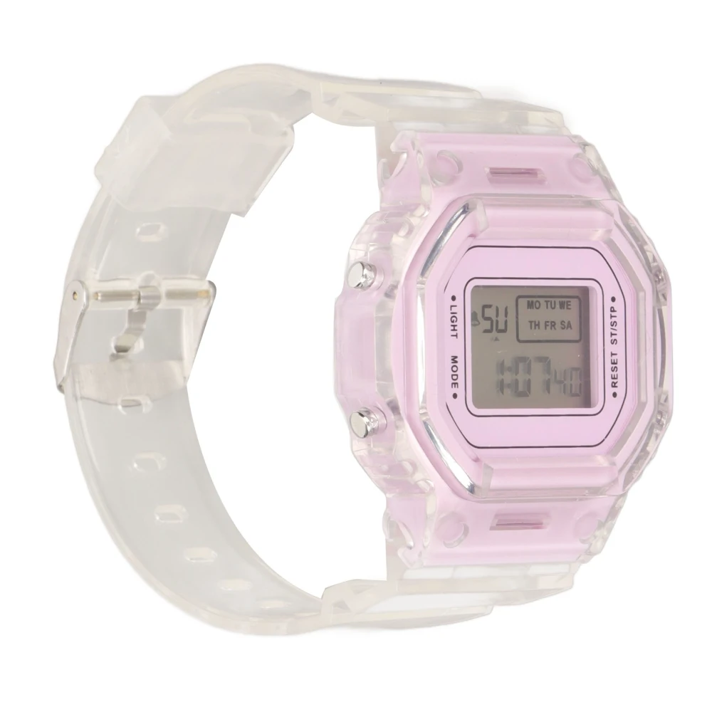 Digital Watch LED Waterproof Transparent Lightweight Time Accurate Ultra Thin Sports Wristwatch for Boys Girls Purple