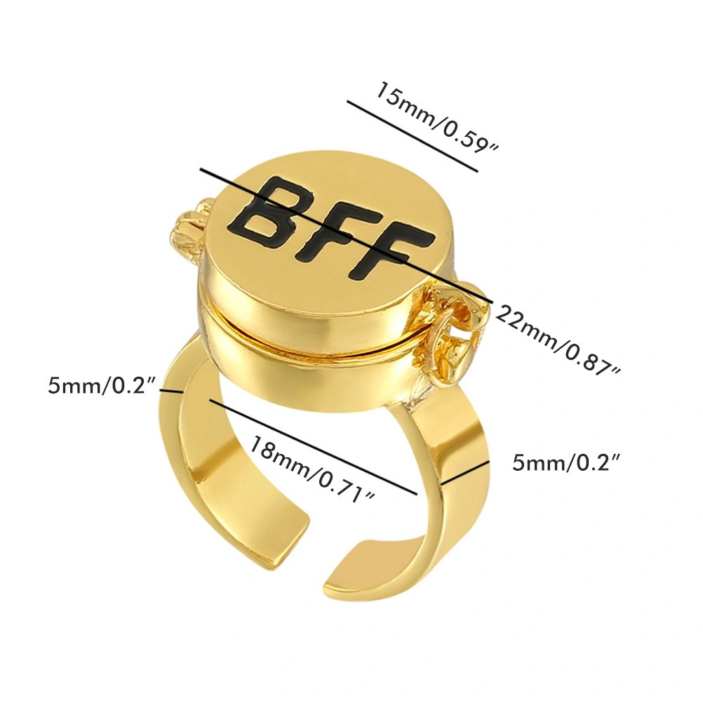 2Pcs 'BFF' Letter Rings Adjustable Open Rings for Best Friends Friendship Rings Set Gifts Jewelry for Women Girls