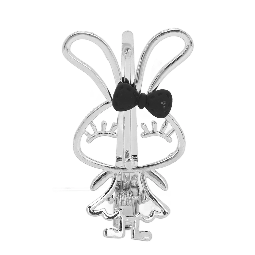 Cute Rabbit Duckbill Hair Clip Cutout Bow Alloy Silver Electroplated Rabbit Hair Barrette for Decoration