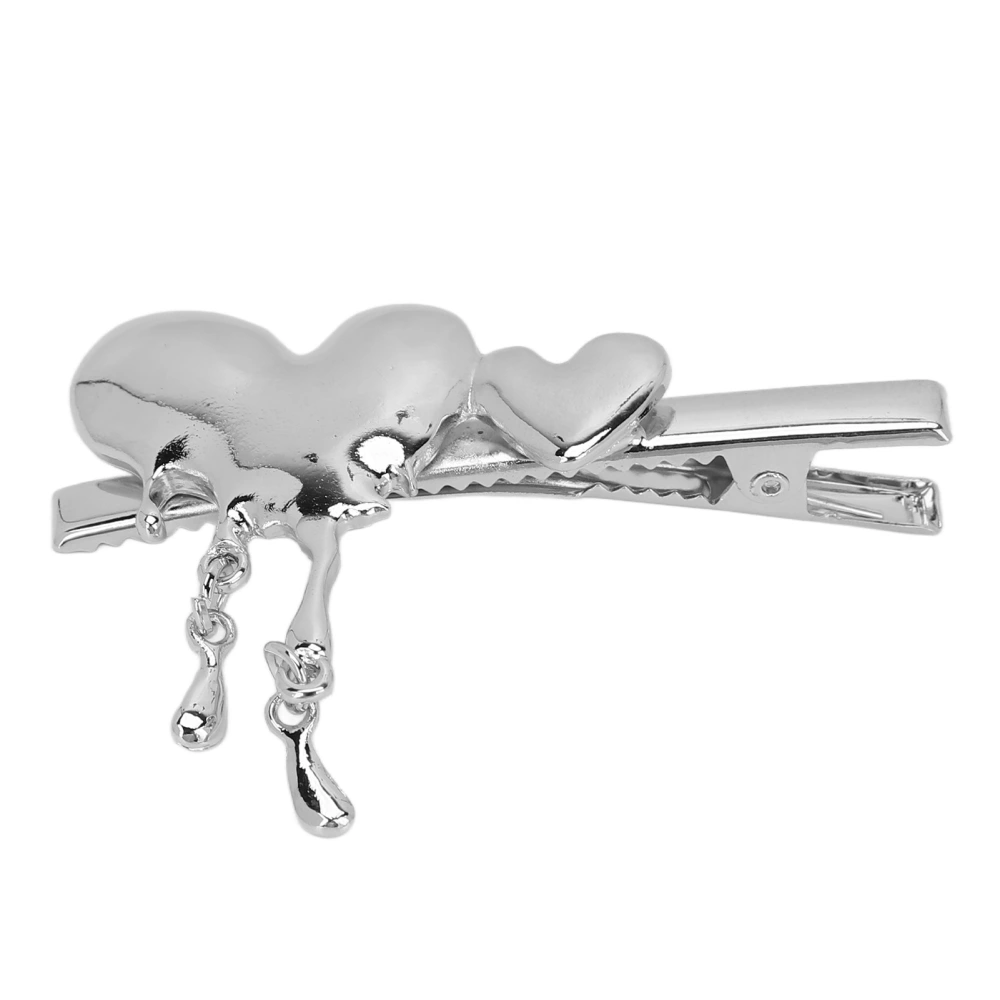 Metal Heart Hair Pin Sweet and Cool Style Silver Heart Design Girl Barrette Hair Side Clip for Decoration