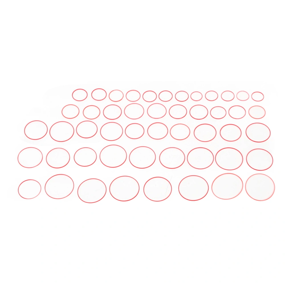 49pcs 0.9mm Height Watch Rubber Washer 16 to 40mm Diameter Red Waterproof Flexibility Watch Rubber Gasket