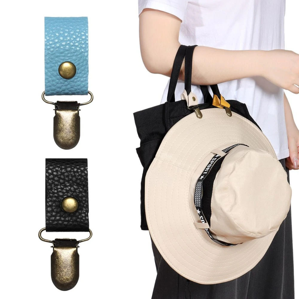 Pocket Hat Clip Cap Retainer Clips for Travel Handbag Hat Clips PU Leather Hat Holder for Outdoor Travel Accessories