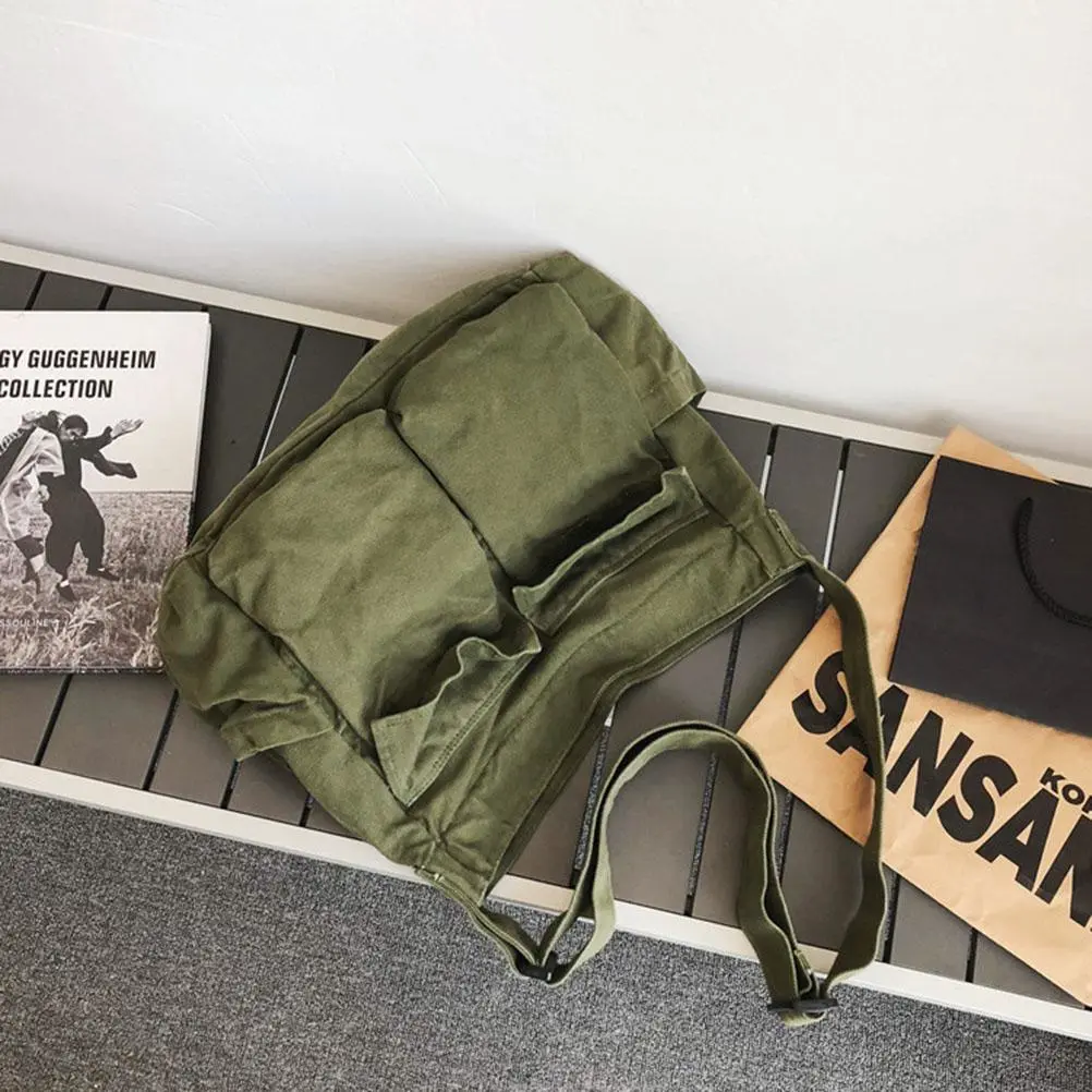 Canvas Messenger Bag Large Capacity Hobo Crossbody Bag with Multiple Pockets Casual Bags Shoulder Tote Bag for Women and Men