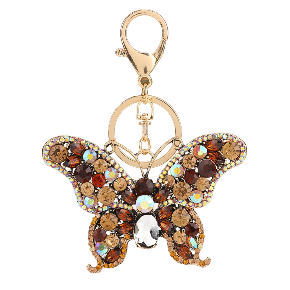 Butterfly Keychain Crystal Rhinestones Zinc Alloy Chain Sparkling Butterfly Keyring for Key Car Purse Handbag Coffee