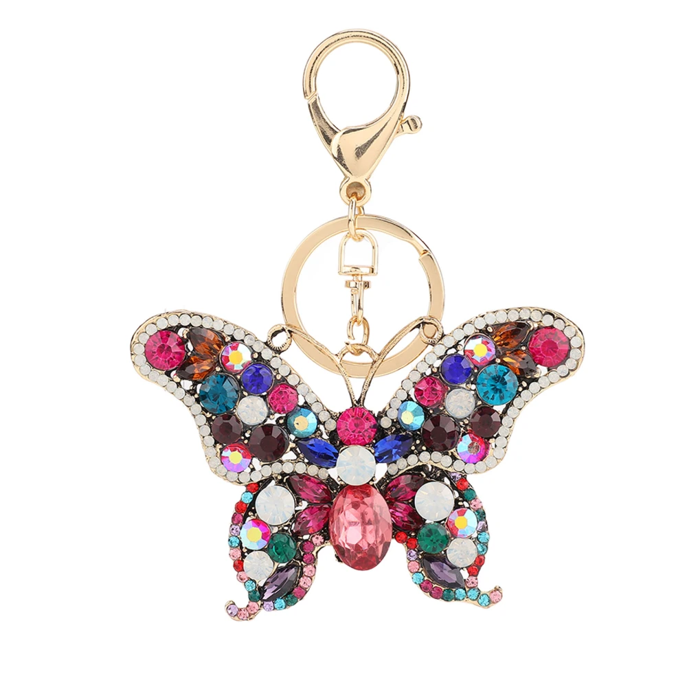 Butterfly Keychain Crystal Rhinestones Zinc Alloy Chain Sparkling Butterfly Keyring for Key Car Purse Handbag Colorful