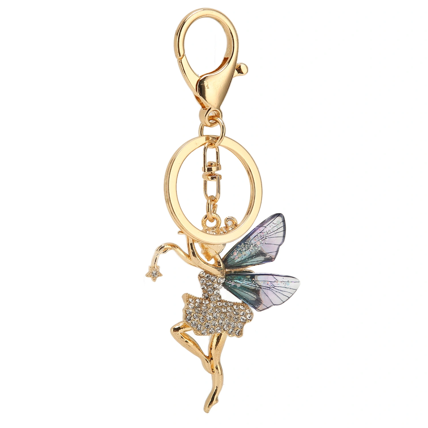 Fairy Keychain Portable Decorative Beautiful Great Gift Key Ring for Handbag Purse Backpack Dark Blue
