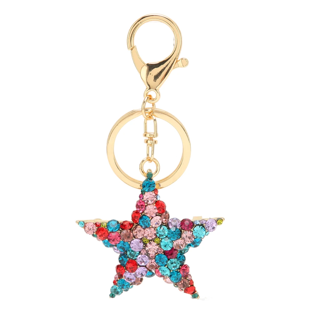 Pentagram Keychain Shiny Rhinestone Beautiful Practical Key Chain for Home Decoration Holiday Gift Pendant