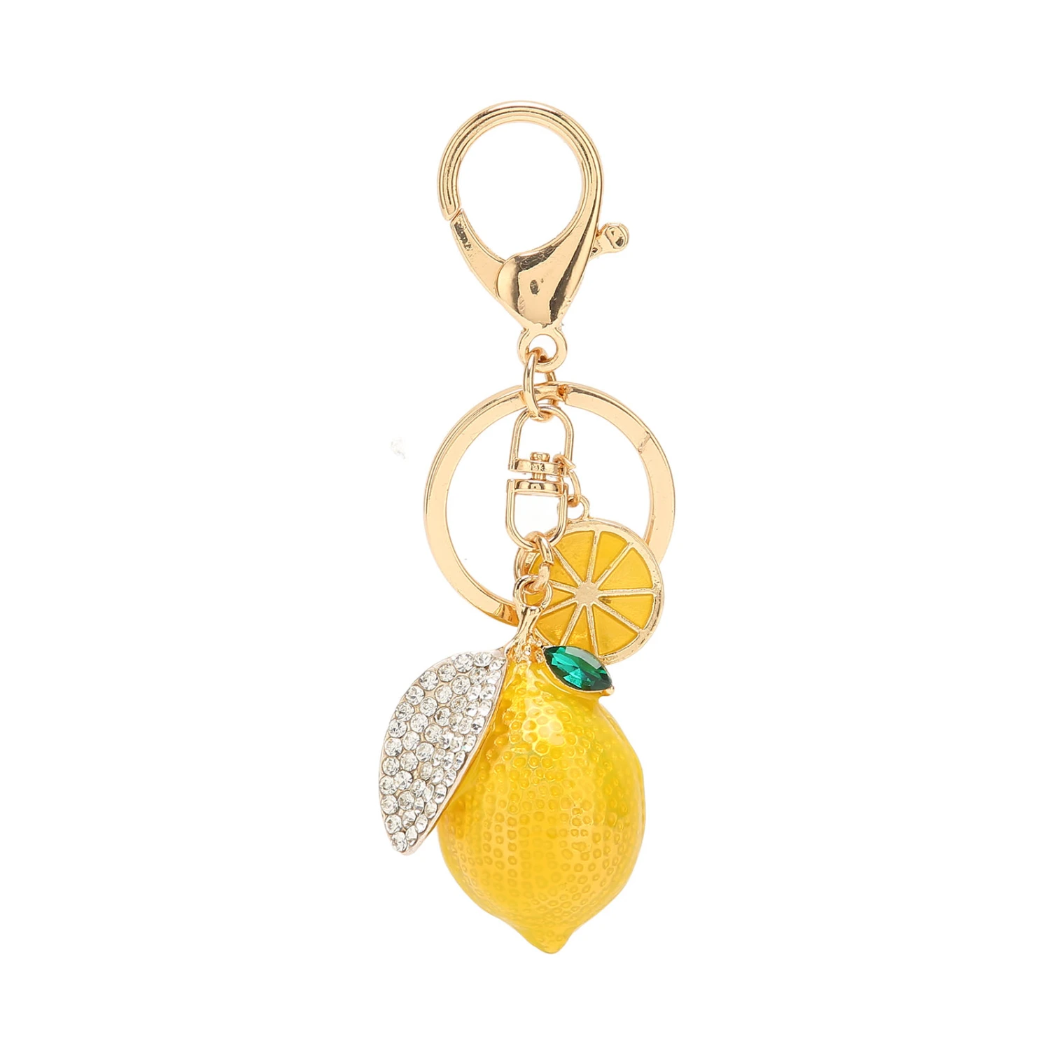 Little Lemon Keyring Strong Metal Little Lemon with Rhinestone Exquisite Colors Lemon Keychain for Keys Bag Wallet Yellow