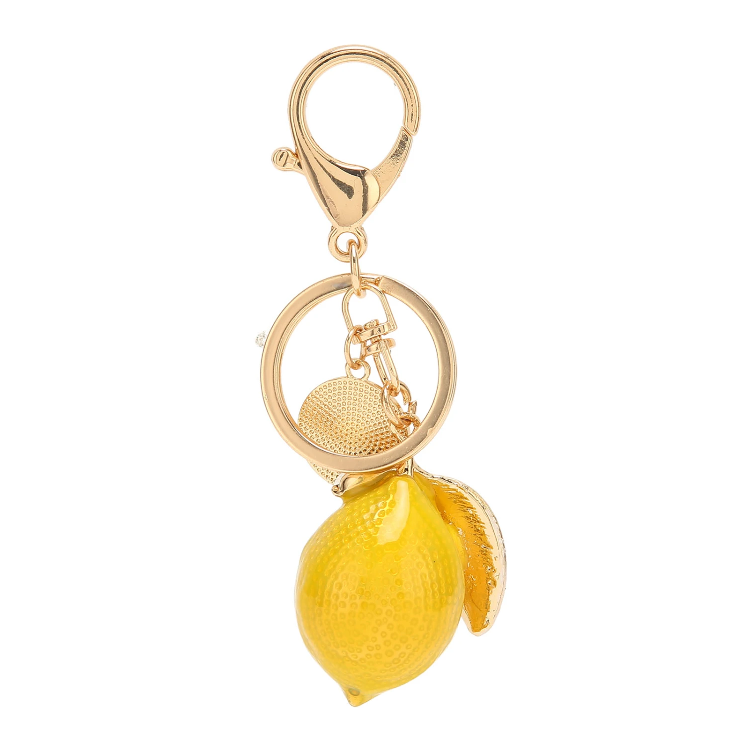 Little Lemon Keyring Strong Metal Little Lemon with Rhinestone Exquisite Colors Lemon Keychain for Keys Bag Wallet Yellow