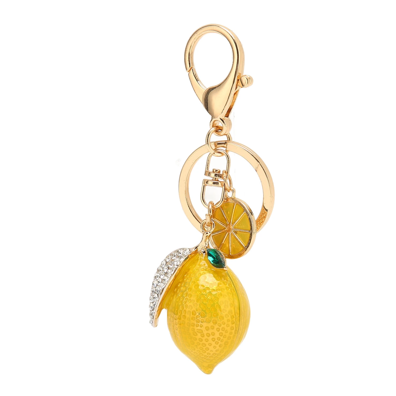 Little Lemon Keyring Strong Metal Little Lemon with Rhinestone Exquisite Colors Lemon Keychain for Keys Bag Wallet Yellow