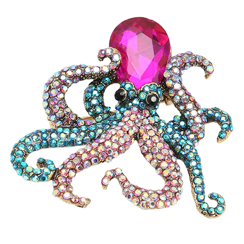 Octopus Pin Brooch Purple Head Sea Life Metal Alloy Tentacle Winding Crystal Jewelry Brooch