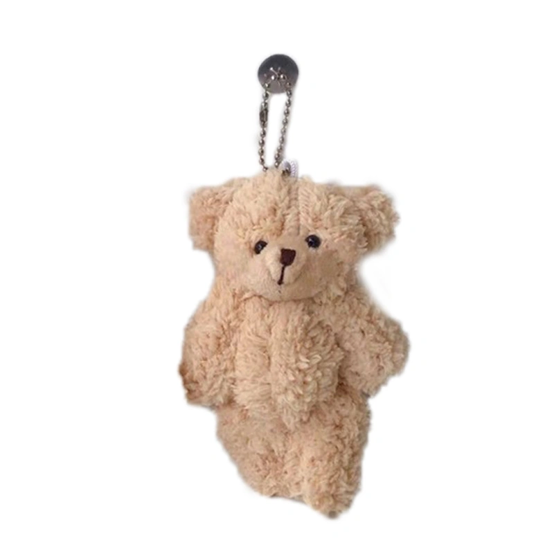 Bear Keychain Pendant Cute Shape Small Exquisite Comfortable Plush Doll Toy for Schoolbag Handbag Khaki