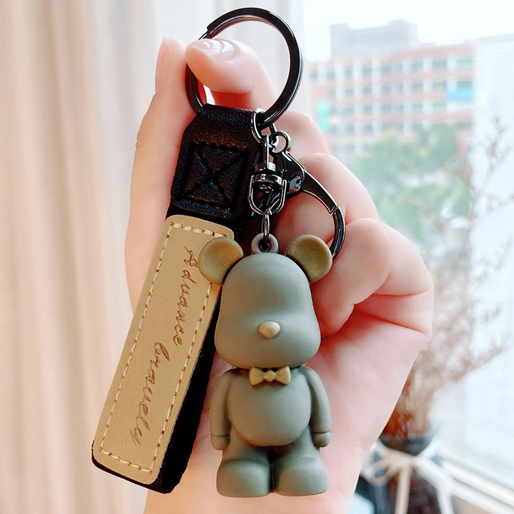 Keychain Pendant Fashion Cartoon Animal Keychain Accessory for Car Couple Schoolbag Khaki